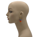 Orange & Blue Beads Drop Earrings