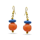 Orange & Blue Beads Drop Earrings