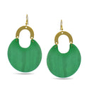 GOLD GREEN MARBLED RESIN DROP EARRINGS