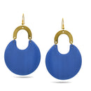 GOLD BLUE MARBLED RESIN DROP EARRINGS