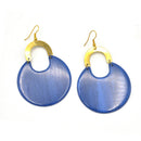 GOLD BLUE MARBLED RESIN DROP EARRINGS