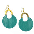 GOLD TURQUOISE MARBLED RESIN DROP EARRINGS
