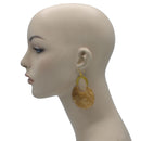 GOLD OFF-WHITE MARBLED RESIN DROP EARRINGS