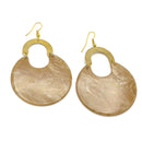 GOLD OFF-WHITE MARBLED RESIN DROP EARRINGS