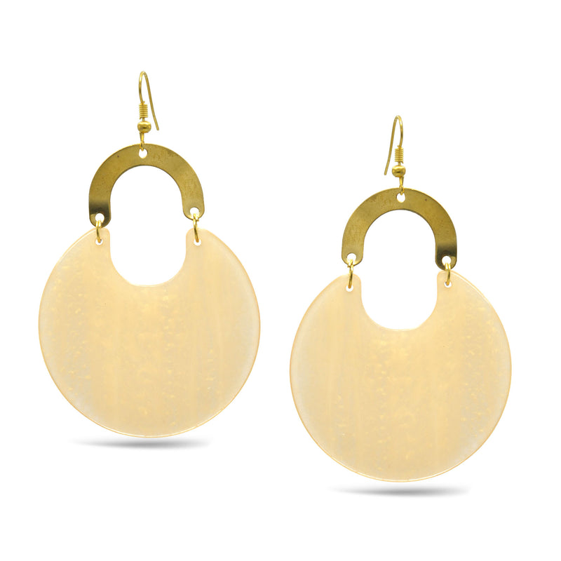 GOLD CREAME MARBLED RESIN DROP EARRINGS