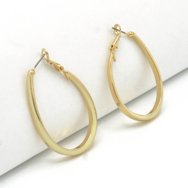 GOLD AND CREAM EPOXY OVAL EARRINGS