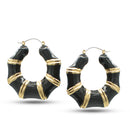 GOLD BLACK EPOXY BAMBOO EARRINGS