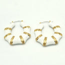GOLD WHITE EPOXY BAMBOO EARRINGS