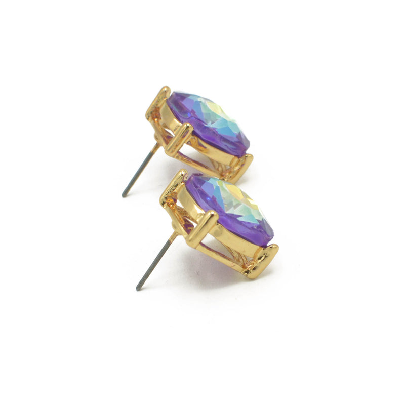 GOLD AND PURPLE SQUARE STUD EARRINGS