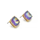 GOLD AND PURPLE SQUARE STUD EARRINGS
