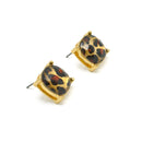 GOLD AND BROWN SQUARE STUD EARRINGS