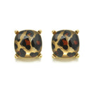 GOLD AND BROWN SQUARE STUD EARRINGS