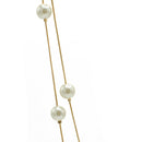 GOLD AND CREAM PEARL TWO ROW LAYER NECKLACE AND EARRINGS SET