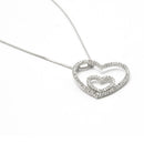 SILVER RHINESTONE HEART PENDANT NECKLACE