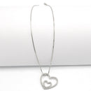 SILVER RHINESTONE HEART PENDANT NECKLACE