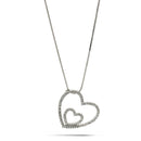 SILVER RHINESTONE HEART PENDANT NECKLACE
