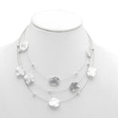 Silver Brushed Illusion Necklace And Earrings Set