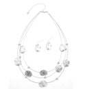 Silver Brushed Illusion Necklace And Earrings Set
