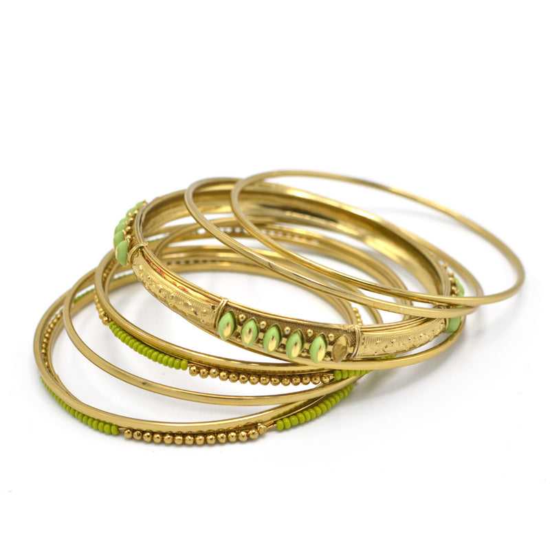 GOLD OLIVE 8 PCS BANGLE SET