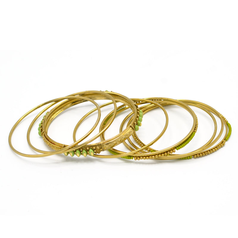 GOLD OLIVE 8 PCS BANGLE SET