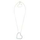SILVER AQUA RHINESTONE HEART PENDANT NECKLACE