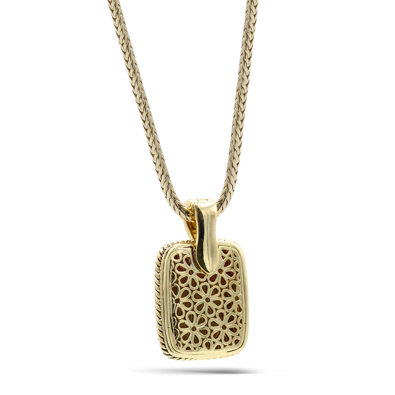 GOLD PAVE CRYSTAL ENGRAVED PENDANT NECKLACE 12504EH-GD(FC15)