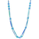 SILVER TURQUOISE AND BLUE BEADS LAYER NECKLACE