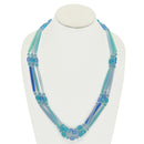 SILVER TURQUOISE AND BLUE BEADS LAYER NECKLACE
