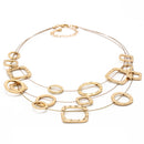 Elegant Gold-Tone Geometric Multi-Layer Necklace – 18"