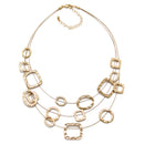 Elegant Gold-Tone Geometric Multi-Layer Necklace – 18"