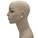 TWO TONE SQUARE CLEAR CRYSTAL AND RHINESTONES ENGRAVED EARRINGS