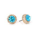 ASSORTED COLORS OF ROUND CRYSTAL WITH RHINESTONES W\GOLD POST EARRINGS