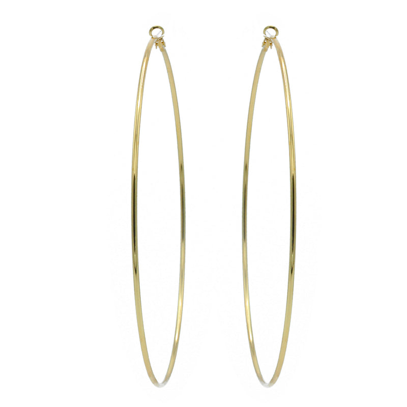 GOLD ROUND 4.75" INCH DIAMETER LARGE AND THIN HOOP EARRINGS
