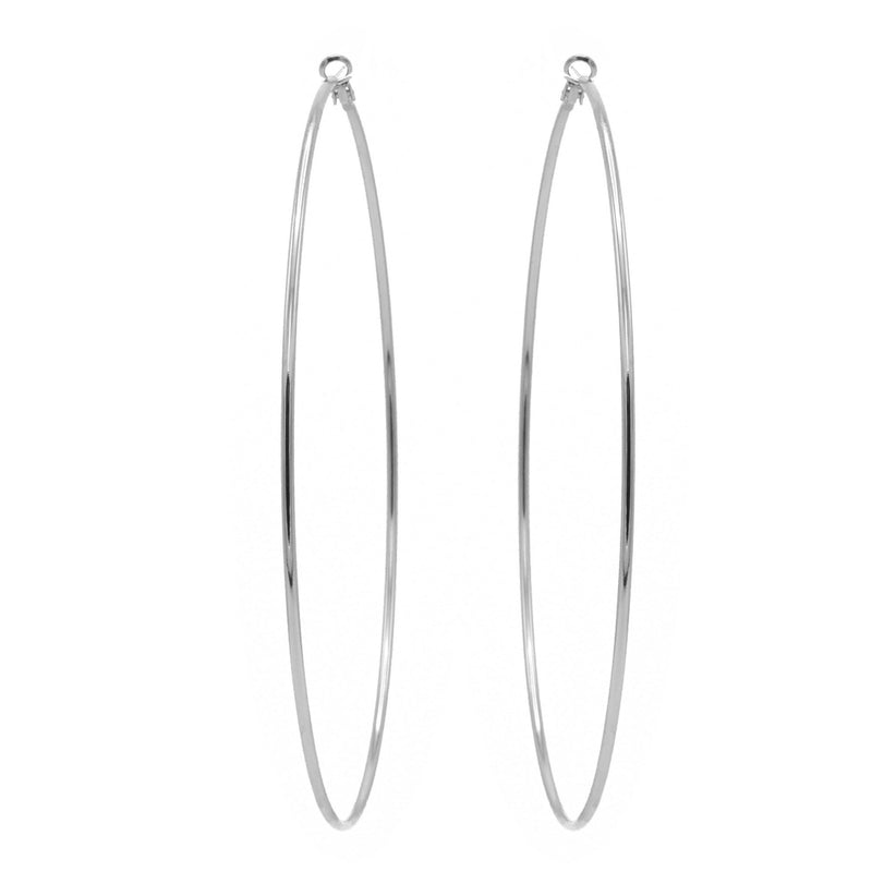 SILVER ROUND 4.75" INCH DIAMETER LARGE AND THIN HOOP EARRINGS