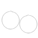 SILVER ROUND 4.75" INCH DIAMETER LARGE AND THIN HOOP EARRINGS