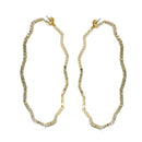 GOLD RHINESTONE HOOP EARRINGS 3" INCH DIAMETER