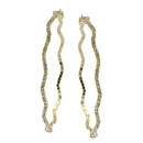 GOLD RHINESTONE HOOP EARRINGS 3" INCH DIAMETER