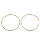 GOLD RHINESTONE HOOP EARRINGS 3" INCH DIAMETER