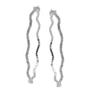 SILVER RHINESTONE HOOP EARRINGS 3" INCH DIAMETER