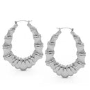 SILVER BAMBOO HOOP EARRINGS