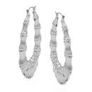 SILVER BAMBOO HOOP EARRINGS