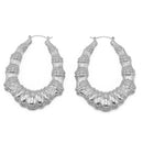 SILVER BAMBOO HOOP EARRINGS