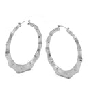 SILVER BAMBOO HOOP EARRINGS