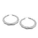 SILVER BAMBOO HOOP EARRINGS