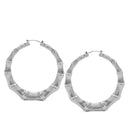 SILVER BAMBOO HOOP EARRINGS