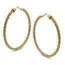 Gold Rhinestone Wrapped Hoop Earrings – 3" Statement Hoops