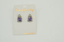 TWO TONE AMETHYST CRYSTAL CLASSIC STUD EARRINGS