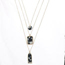SQ321-110085 Three row layered charm necklace (PF1)