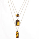 SQ321-110085 Three row layered charm necklace (PF1)
