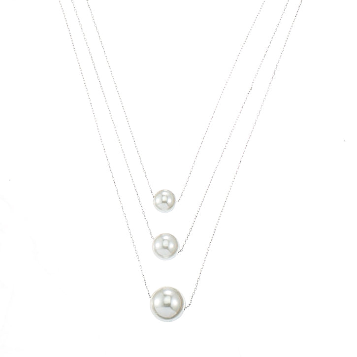 SQ300-2642 Pearl three row layered necklace